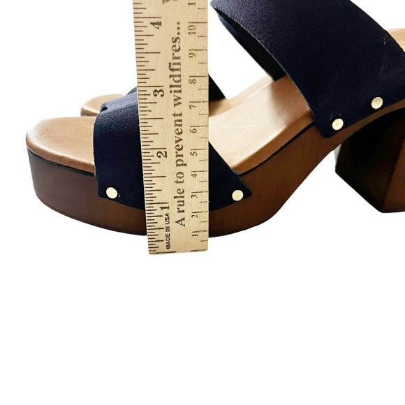 Sandals Chunk Heel Navy Suede Avellini Made in  Italy NWOT - Picture 10 of 10